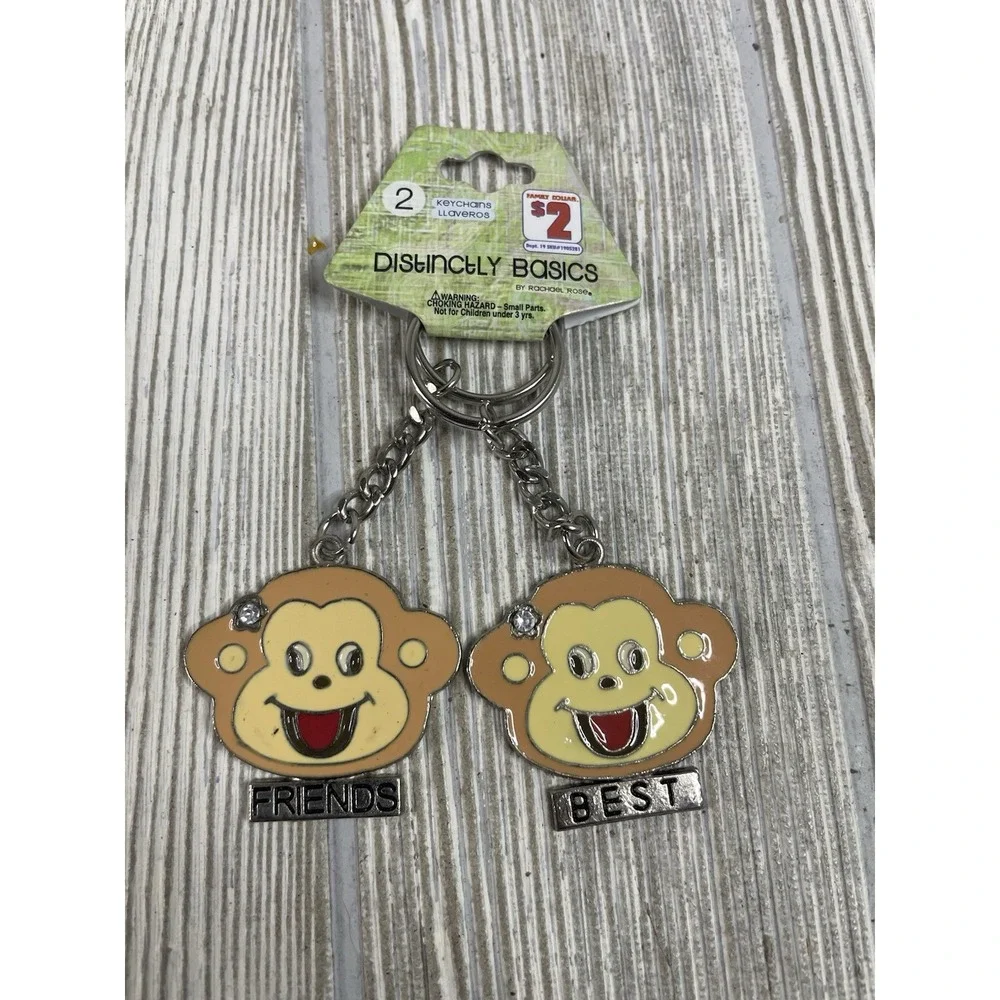 Keychain Lot of 6 Animal Theme Cow Raccoon Monkeys Bear Duck Key Chains Fobs